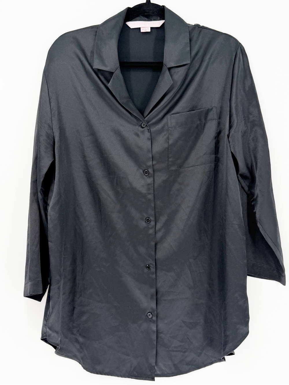 Victoria's Secret Y2K Black Satin Pajama Shirt Size XS